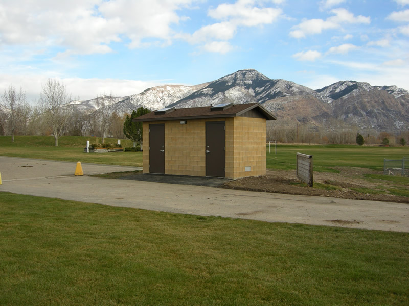 Weber County restroom at soccer field final.